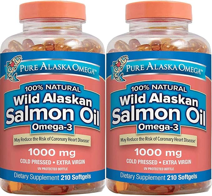 Pure Alaska Omega-3 Wild Alaskan Salmon 1000mg Softgels 2 Packs (210-Count Each)