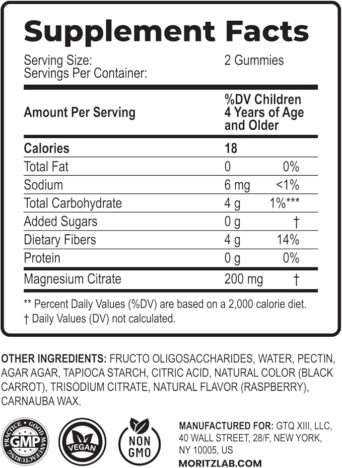DR. MORITZ Magnesium Gummies Sugar-Free - Calm Magnesium Gummies Supplement for Children, Sugar-Free Magnesium Calm Chews for Kids & Adults (60 Count)