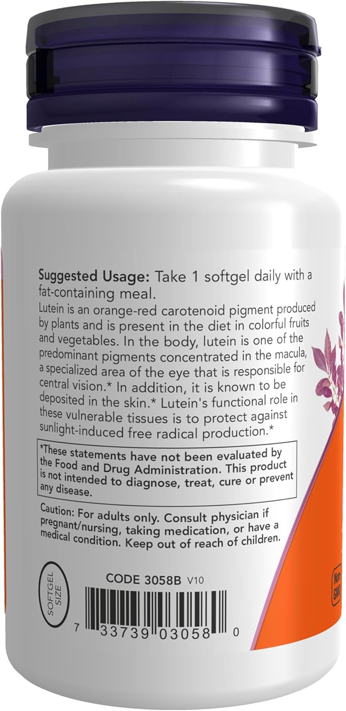 NOW Supplements, Lutein 10 mg 10 mg 60 Softgels