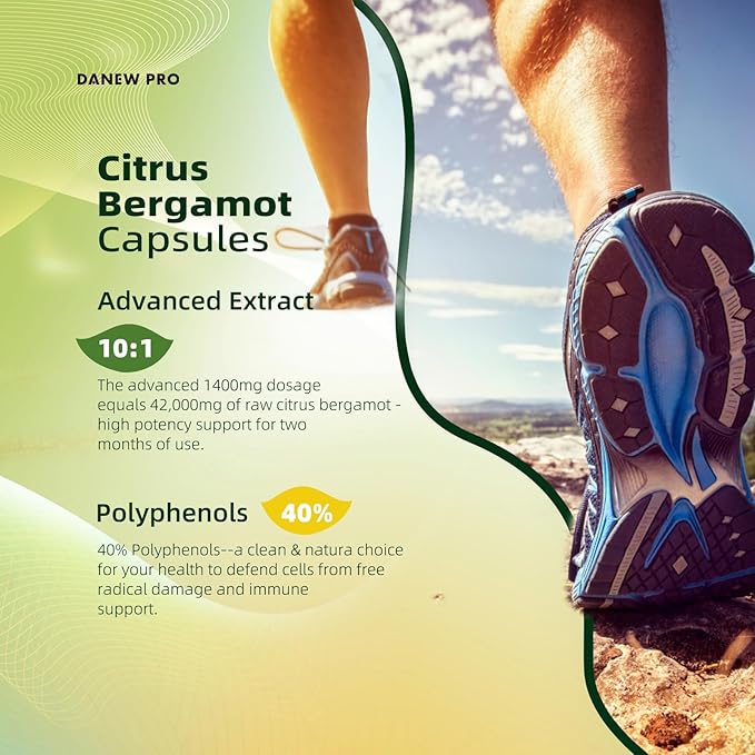 Organic Citrus Bergamot 1400mg, 120 Capsules -Citrus Bergamia - Essential Oil and Citrus Bioflavonoids - Natural Heart Health Supplements for Women and Men - Non-GMO Pills