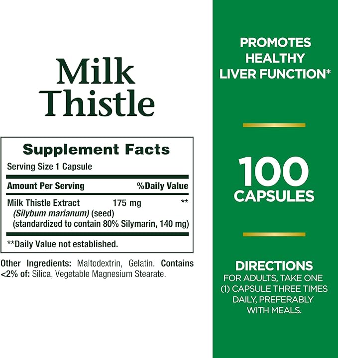 Nature's Bounty Milk Thistle, Herbal Health 175mg, 100 100 Softgels