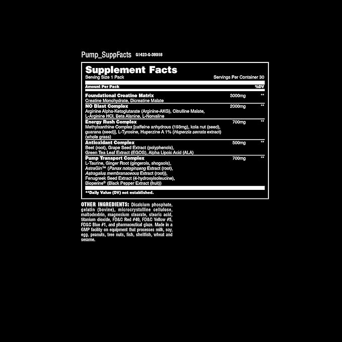 Universal Nutrition Animal Pump Pre-Workout, Nitric Oxide, Creatine, Energy Supplement,30 PACKS