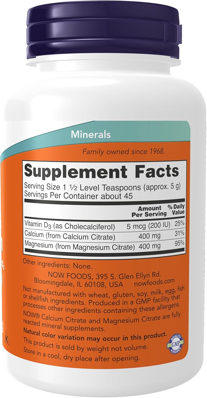 NOW Supplements, Calcium & Magnesium Citrate D3, Supports 8-Ounce