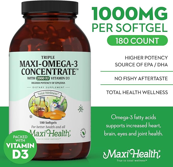 Omega 3 Supplement Omega-3 Fish D3 - 180 Softgels