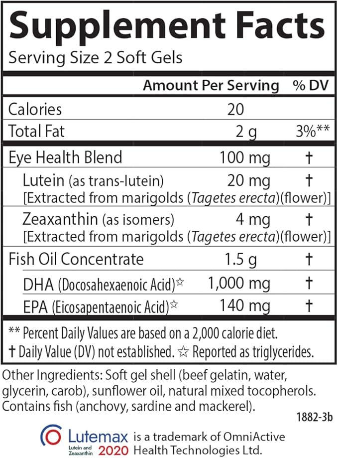 Carlson - Super DHA Plus Lutein, 1000 mg 20 mg 120 Softgels