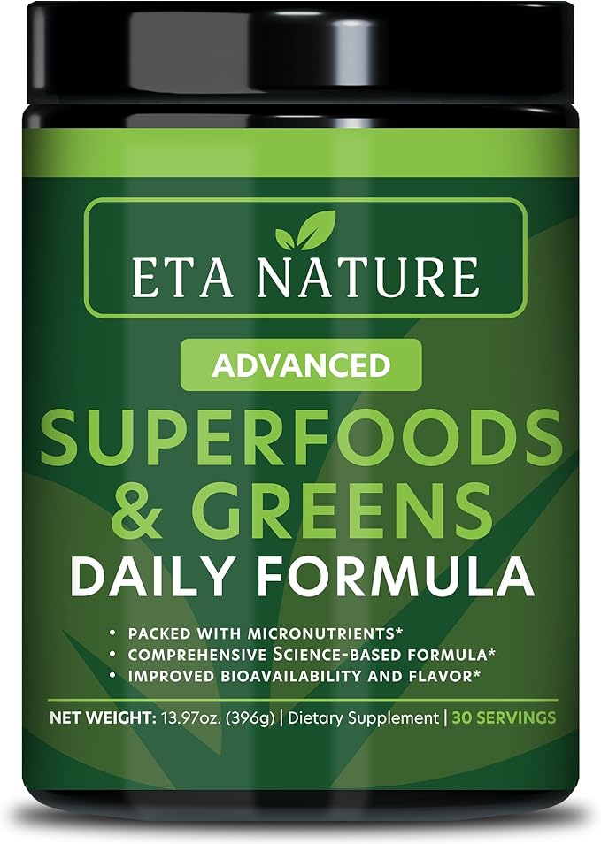 Greens Superfood Powder - Super Greens Powder for Immunity, Energy, Digestive and Liver Health - Fruits and Vegetables Supplements Packed with Vitamins and Minerals - Supergreens 396g