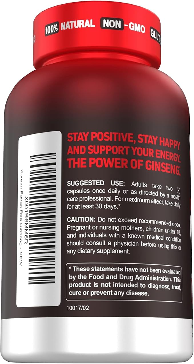 Herbtonics Korean Red Panax Ginseng 1500mg -120 Capsules