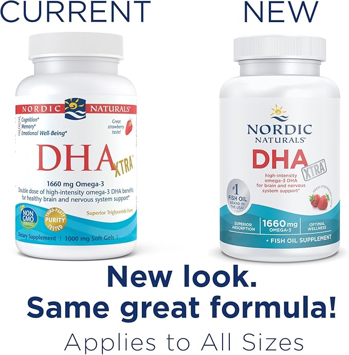Nordic Naturals DHA Xtra, Strawberry 60 Soft 1660 mg Omega-3 - 30 Servings