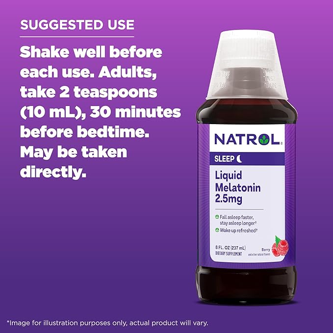 Natrol Liquid Melatonin 2.5mg, Berry-Flavored Dietary 8 Fl 23 Day