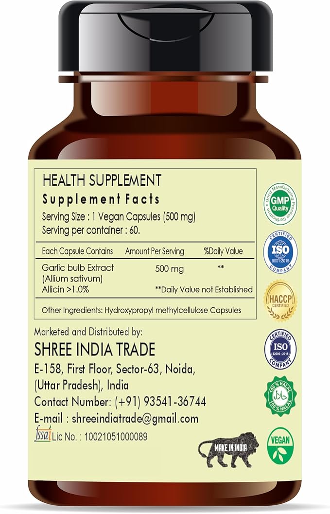 Garlic Extract 500mg 60 Vegetarian 100% Vegan