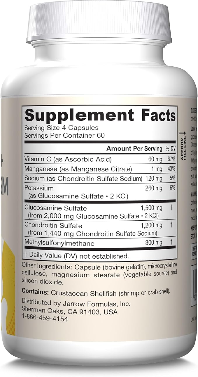 Jarrow Formulas Glucosamine + Chondroitin + 240 Capsules- 60 Servings- 12
