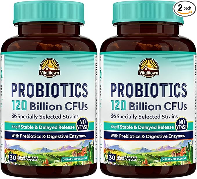 VITALITOWN Probiotics 120 Billion CFUs 36 Strains, 60 Delayed