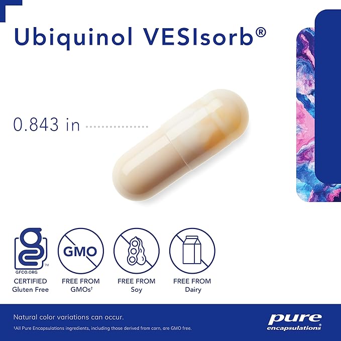 Pure Encapsulations Ubiquinol VESIsorb | Hypoallergenic Supplement | Enhanced Absorption of Active Antioxidant Form of CoQ10 | 60 Caplique Capsules