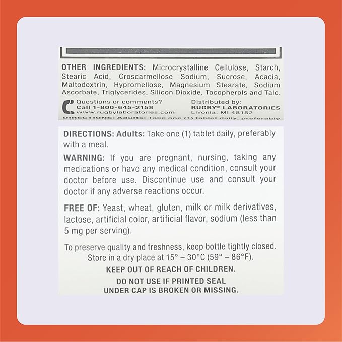 Rugby Vitamin D3, 25 mcg (1,000 IU) - Dietary Supplement - 100 Tablets (1 Pack)