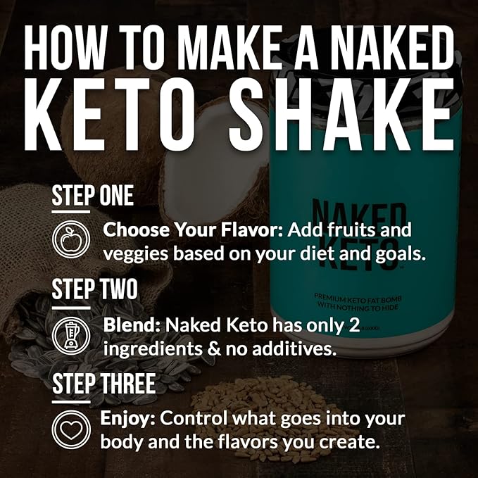 Naked Keto - Premium Keto Fat Bomb Powder - Unflavored - Only Two Ingredients - Gluten-Free, Soy Free Keto Supplement with No Gmos and No Artificial Sweeteners - 1.3 Lb