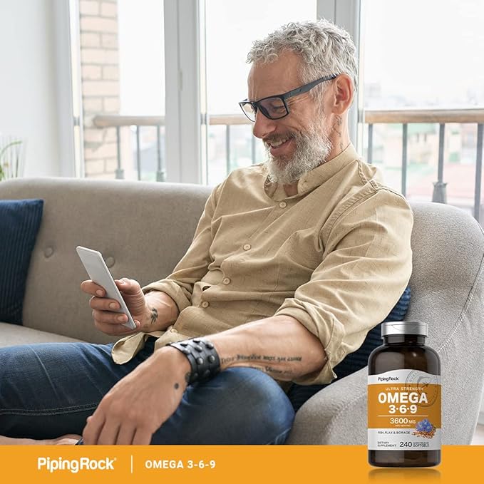 Piping Rock Omega 3 6 9 Supplements 3600mg | 240 Softgel