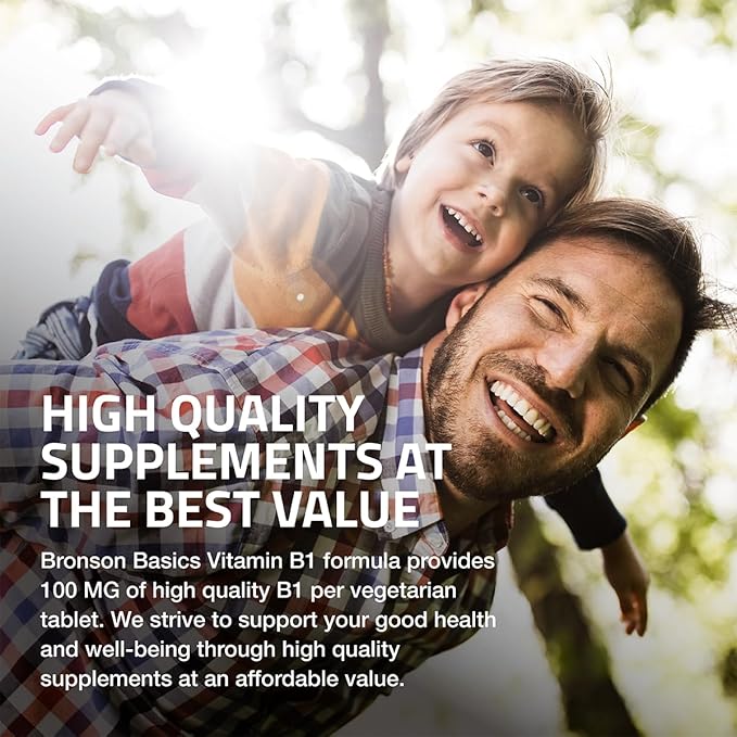 Bronson Vitamin B1 100 MG, Non-GMO, 100 Vegetarian Tablets