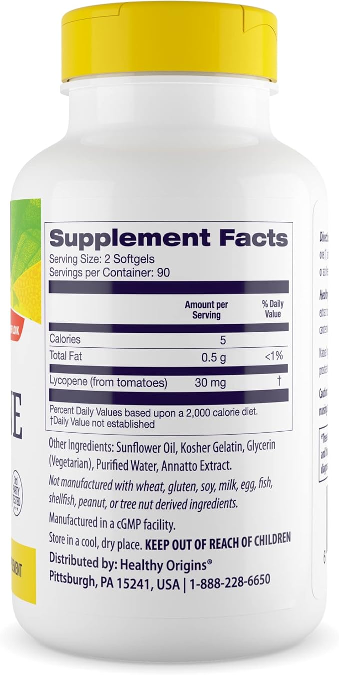 Healthy Origins Lycopene (Natural), 15 mg 180 Softgels