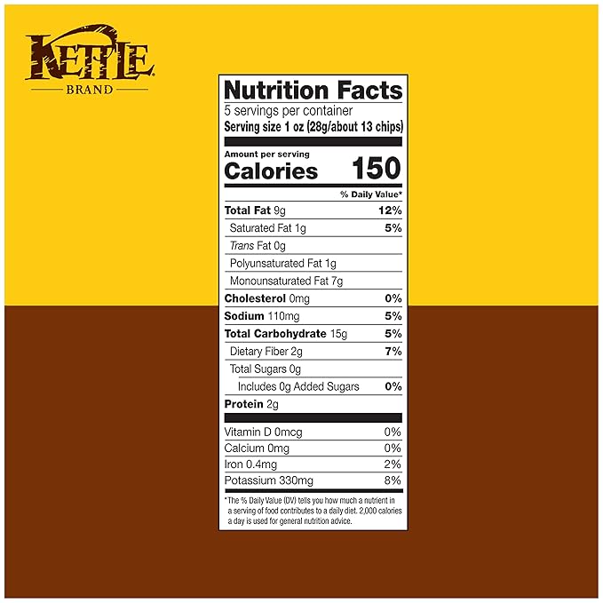 Kettle Brand Potato Chips, Sea Salt Kettle Chips, 5 Oz