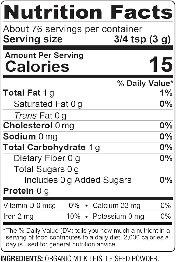 BareOrganics Milk Thistle Seed Powder, Superfood 8 Ounces