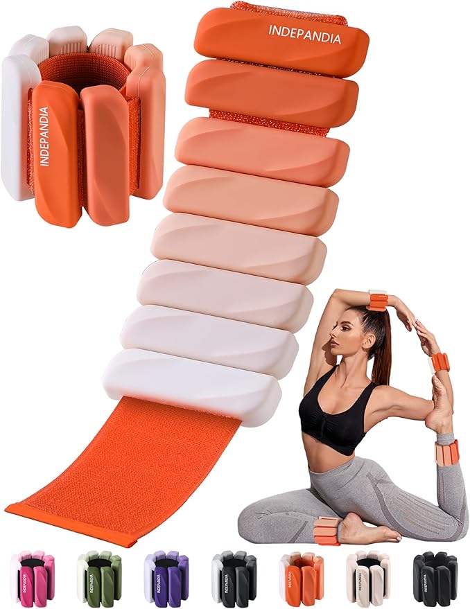 Adjustable Ankle & Wrist Weights for Women & Men, Set of 2 (1lb / 2lb Each), Silicone Weighted Bangles for Arm, Leg, Walking, Fitness, Yoga, Pilates Workout 24055