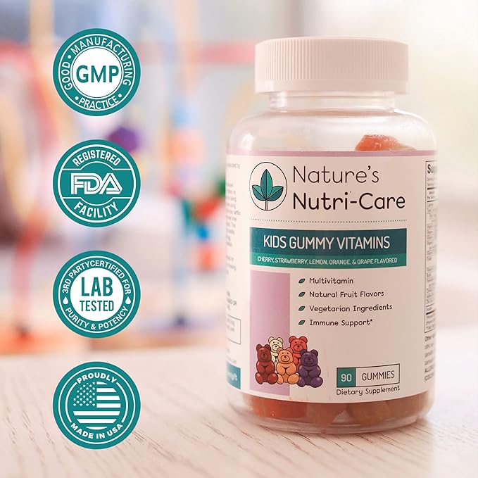 Nature's Nutri-Care Kids Gummy Vitamins - Kid Multivitamin Gummies with Vitamin C & D, Folate & Zinc Vitamins for Immunity Support, Grow & Gain Toddler Smart Focus