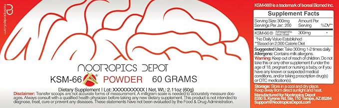 Nootropics Depot KSM-66 Ashwagandha Powder 60 Grams