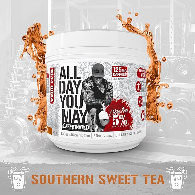 5% Nutrition Rich Piana AllDayYouMay Caffeinated 16.3 oz, 30 Servings