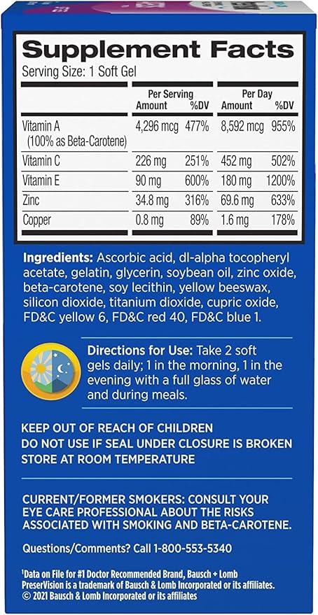PreserVision Eye Vitamin & Mineral Supplement, 120 Count 1) Packaging