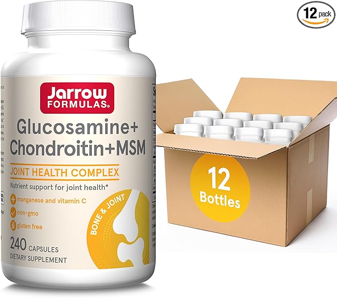 Jarrow Formulas Glucosamine + Chondroitin + 240 Capsules- 60 Servings- 12