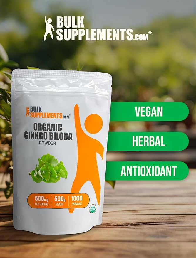 BulkSupplements.com Organic Ginkgo Biloba Powder 500mg per 500g (1.1 (1.1 lbs) 1)