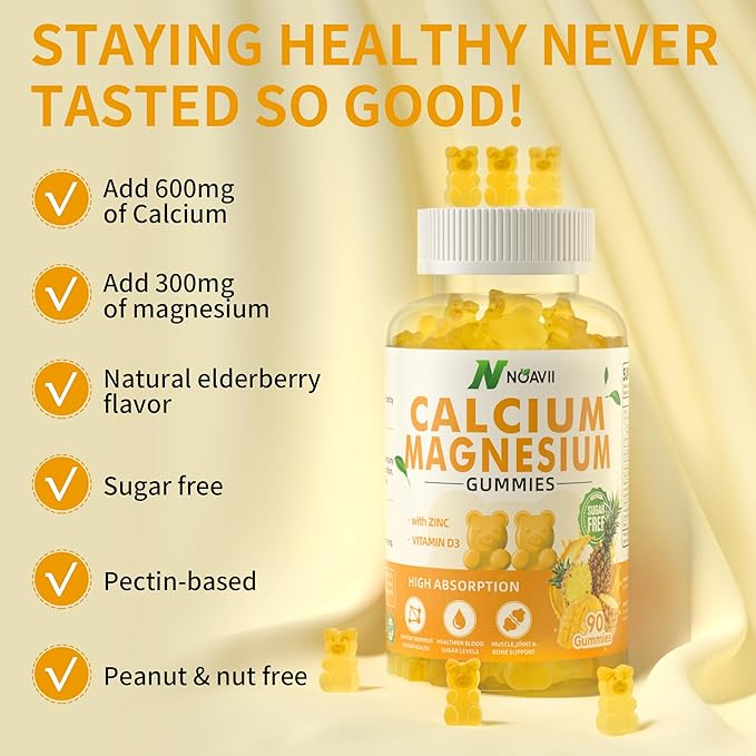 Calcium Magnesium Zinc Gummies with Vitamin D3, ashwagandha Flavor-180 Count