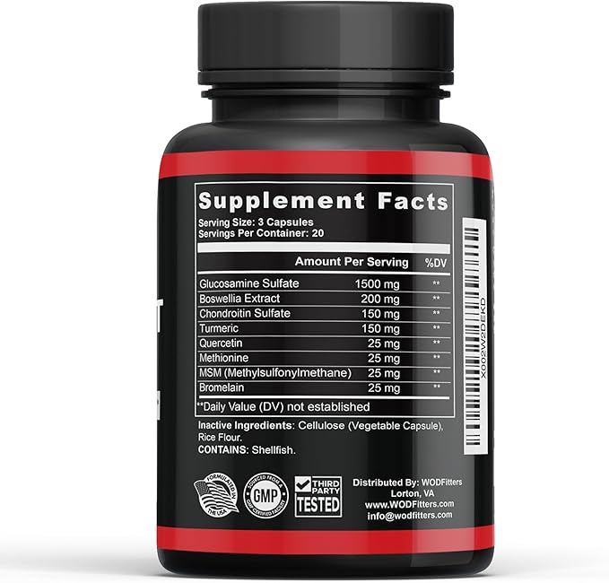 Joint Supplement with MSM Glucosamine Chondroitin 60 Capsules