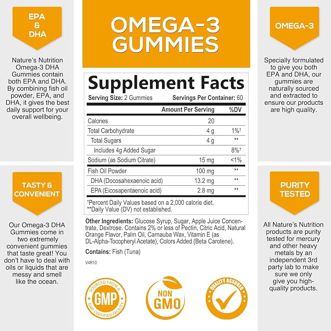 Omega 3 Fish Oil Gummies, Heart 3 Gummy 3 Fish 120 Gummies
