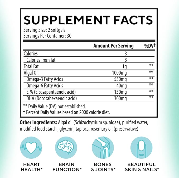 DR. MORITZ Vegan Omega 3 DHA Omega-3 Fatty 1000mg - (60 Count 1))