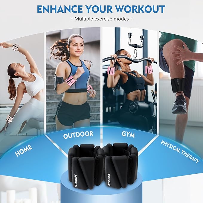 Ankle Weights Set of 2 (1 lb/2 lb/3 lb Each) Adjustable Wrist Weights for Women Men Wearable Arm Leg Weight for Pilates, Running, Walking, Workout, Yoga