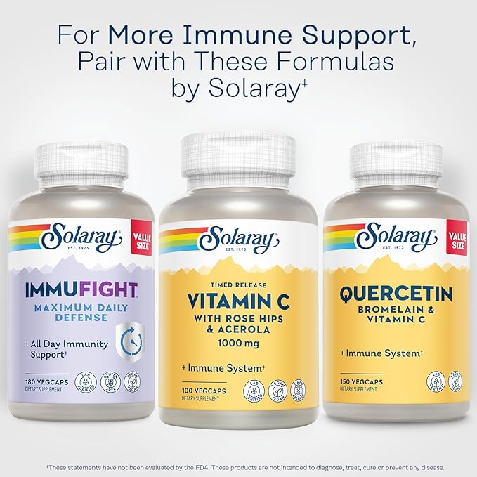 SOLARAY Vitamin C 1000mg 60 Day 100 Servings, 100 VegCaps
