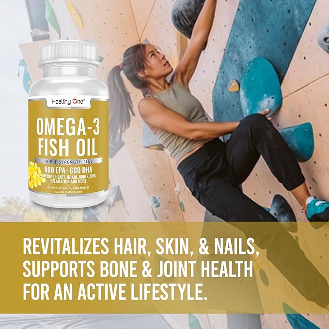 Triple Strength Omega 3 Fish Oil Supplement 1000mg Gel 400mg EPA, 300mg DHA, 100mg Other 3 Fatty 3 Capsules, 60 Gel