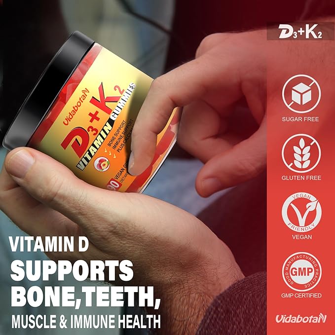 Sugar Free Vitamin D3 K2 gummies 5000IU with 90 chewable