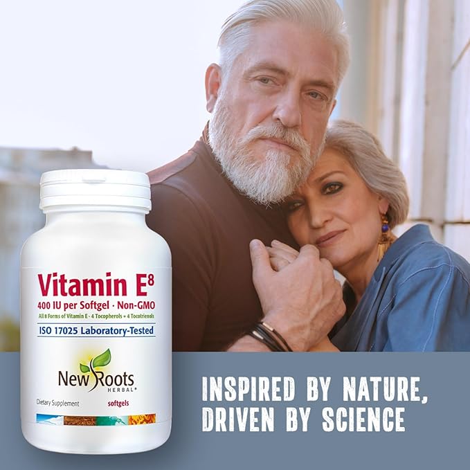 NEW ROOTS HERBAL Vitamin E8 400 (120 Softgels) 4 Tocopherols 4 Tocotrienols