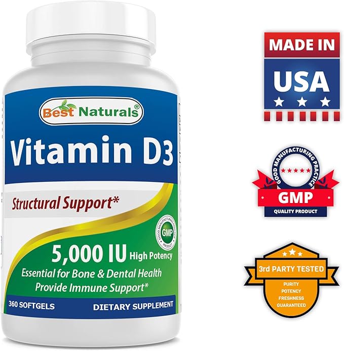 Best Naturals Vitamin D3 5000 IU 360 Softgels