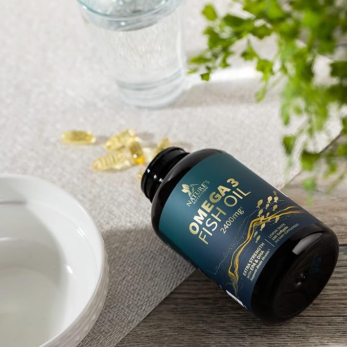 Triple Strength Omega 3 Fish Oil 2400 mg 1200 MG Omega-3 Supplement 180 Fish