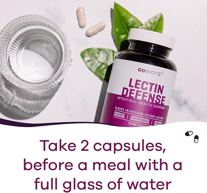 GOBIOTIX Lectin Defense - Lectin Blocker Supplement with MSM and Digestive Enzymes - Aids in Intestinal Health for Women and Men - Non-GMO + Gluten Free - 60 Capsules (2)