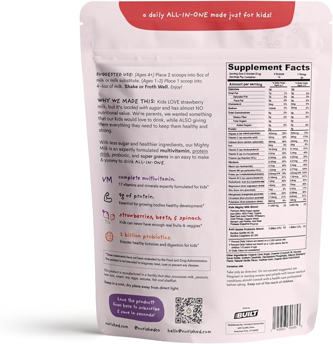 Mighty Strawberry Milk 2 Billion 15-30 Servings