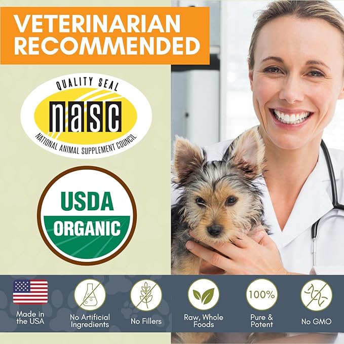 Wholistic Pet Organics Sea Coral: Organic Sea Coral Calcium Dog Supplement - Natural Source of Calcium for Dogs Teeth and Bone Health - Vitamins for Dogs - Made in USA