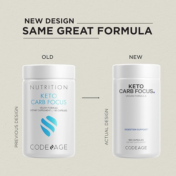 Codeage Keto Carb, White Kidney Bean, Green Tea & Cinnamon Bark Supplement, Triple Action Keto Cheat Vegan Pills, Ketogenic, Low Carb Diet Sugar, 3 Months Supply, Non-GMO, Gluten-Free, 180 Capsules
