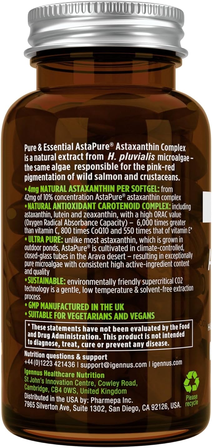 Astaxanthin Complex with Lutein and Zeaxanthin, 42 mg 4mg Softgels,