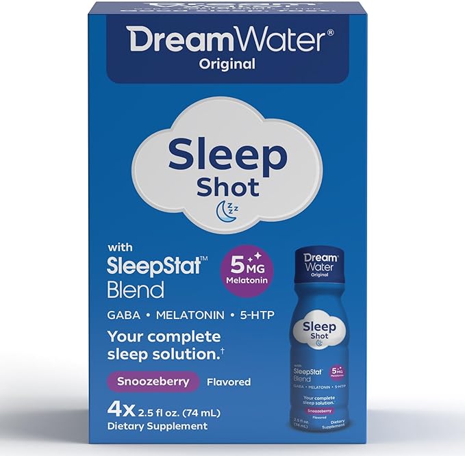 Dream Water Sleep Aid Supplement Drink; 5mg, GABA, 5-HTP; Zero 2.5 oz 4-Count