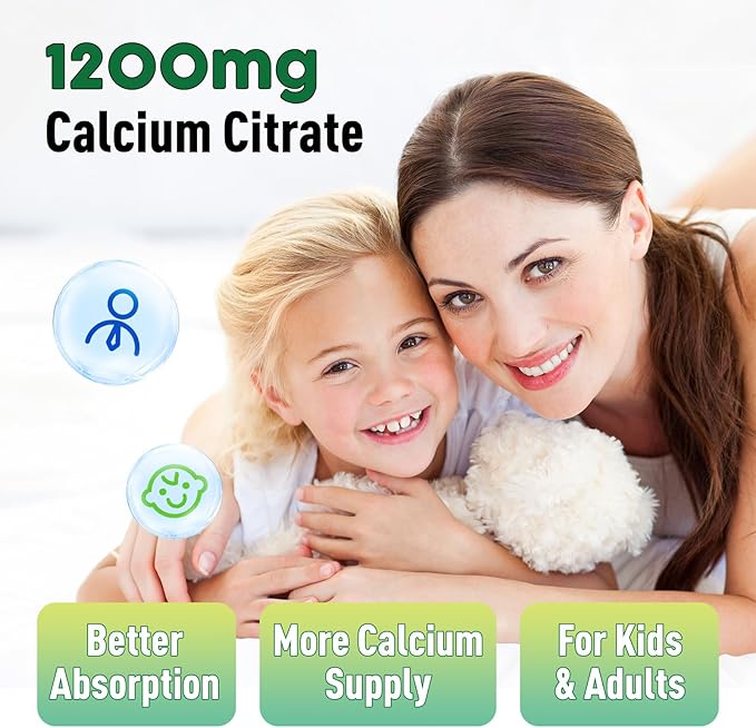 Calcium Citrate Gummies 1200 mg for Women & Kids, Sugar Free Calcium Supplement with Vitamin D3, K2, Magnesium, Zinc, Bone Support for Adults & Elders, Natural Pineapple Flavor, 60 Gummies