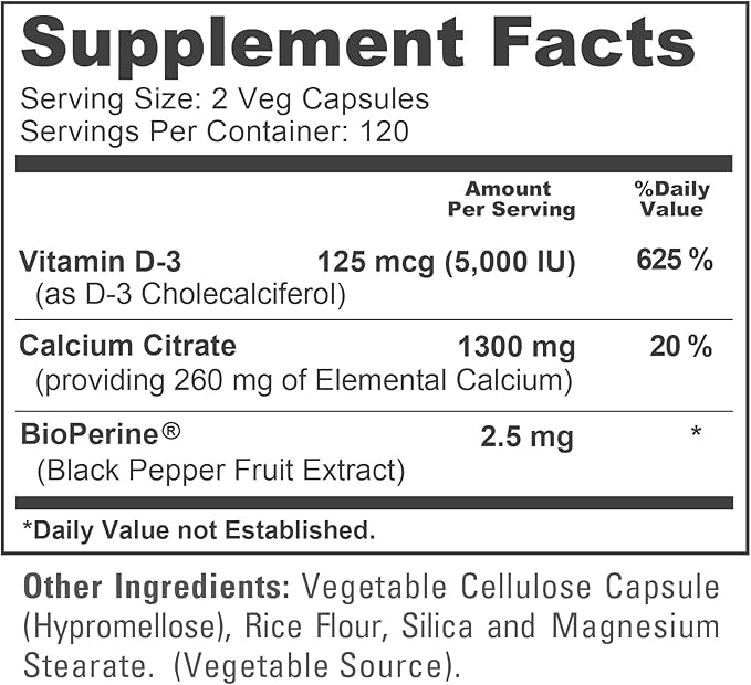 NusaPure Super Calcium 1300mg, Vitamin D3-240 Veggie Caps (Non-GMO, Soyfree, Bioperine)
